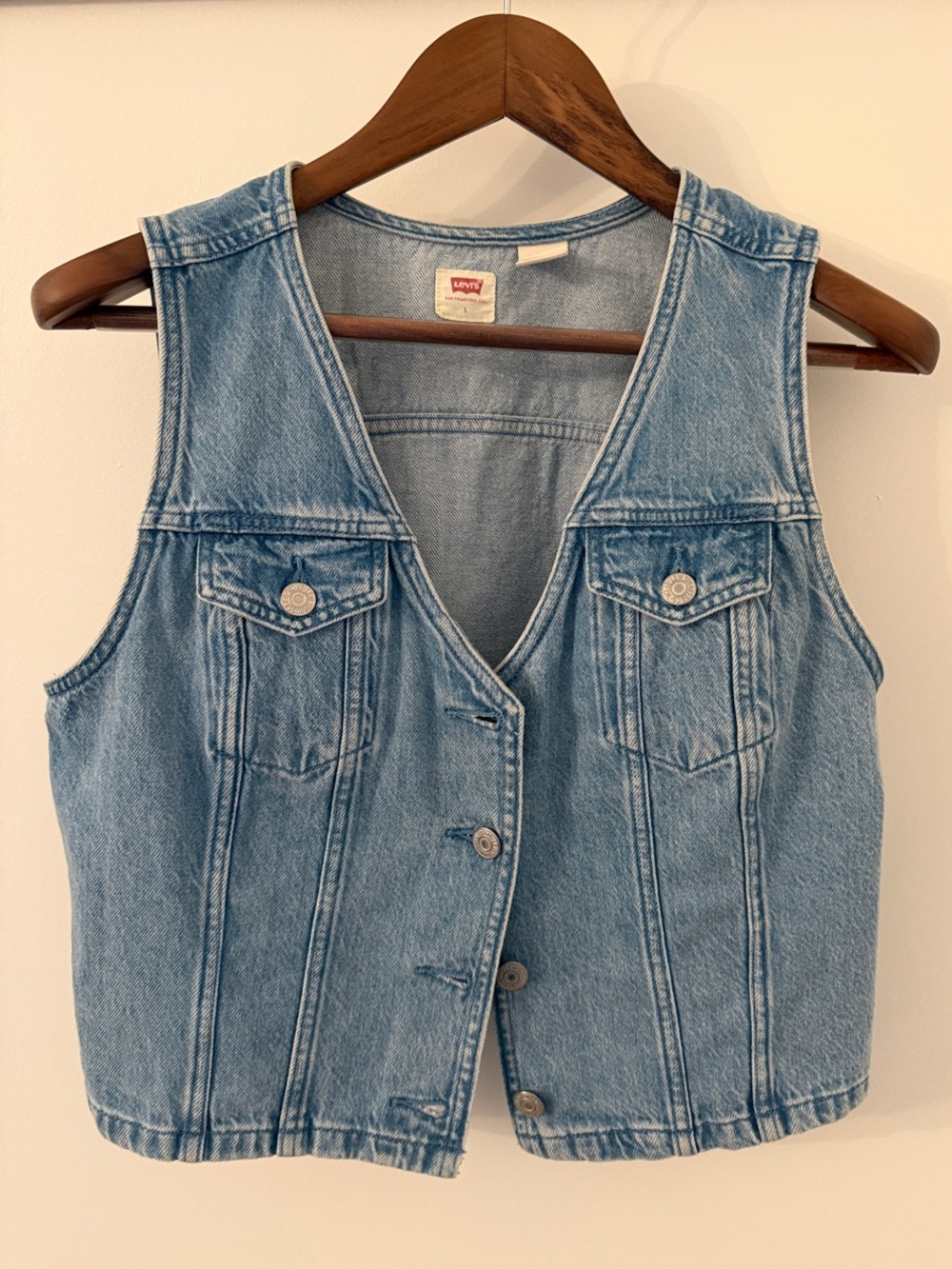 Levi's Light Blue Denim Vest - Sleeveless Button-Front Casual Layer